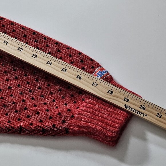 Ellesse Sweater Women 18/XL Red Black LS Vintage Preppy Wool Blend 1/4 Zip Boho - Picture 7 of 15